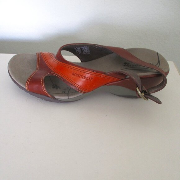 Merrell Womens Brown Leather Slingback 2" Wedge Sandal NWOB - Size 6M - Picture 5 of 8